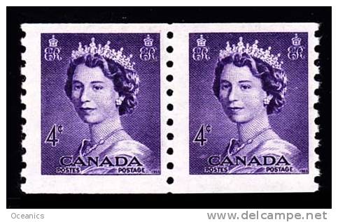 Canada (Scott No. 333 - Reine / Elizabeth / Queen) [**] Paire / Pair -  B / F - Francobolli In Bobina