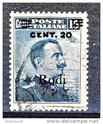 Rodi, Isole Dell'Egeo 1916 N. 8 C. 20 Su C. 15 Grigio Nero USATO Cat. € 250 - Egeo (Rodi)