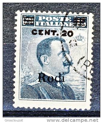 Rodi, Isole Dell'Egeo 1916 N. 8 C. 20 Su C. 15 Grigio Nero USATO - Aegean (Rodi)