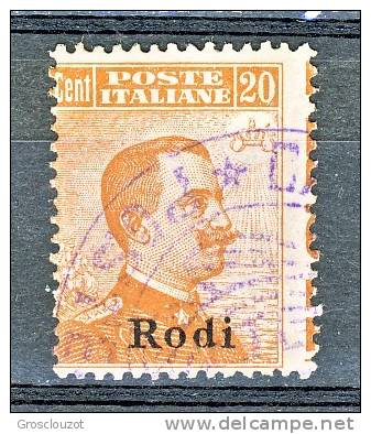 Rodi, Isole Dell'Egeo 1921-22 N. 12 C. 20 Arancio CON FILIGRANA USATO Cat. € 25 - Egée (Rodi)