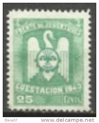 1734-SELLO ESPAÑA FALANGE CUESTACION  FRENTE JUVENTUDES  25 CENTIMOS GUERRA CIVIL.SELLO FRANQUISTA,BENEFICO,DICTA DURA - Nationalistische Ausgaben