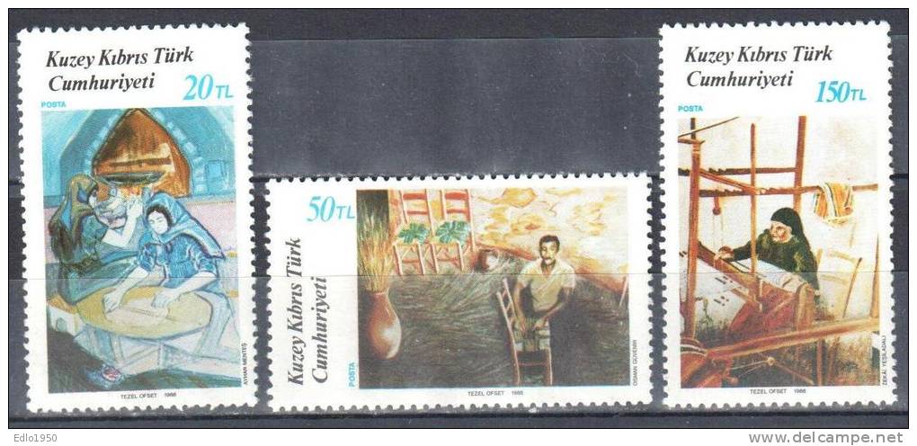 Turkey Cyprus 1988 Art  Painting -  Mi.220-222 - MNH (**) - Unused Stamps