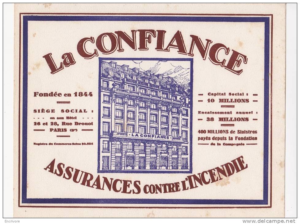 Grand Buvard LA CONFIANCE Assurance Incendie - Banque & Assurance