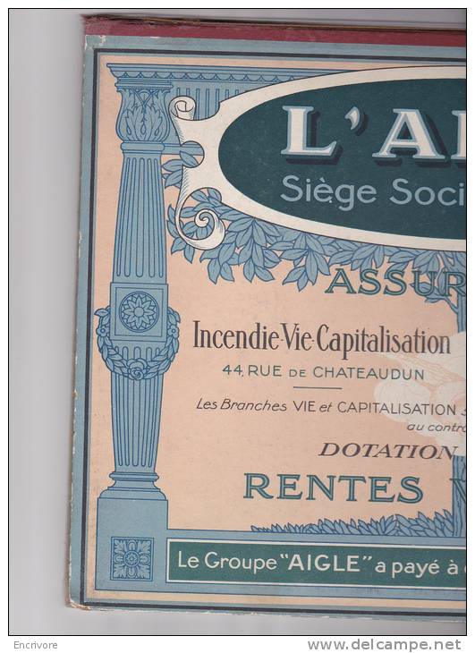 Grands Buvards Double  L AIGLE Assurance Sous Chemise Cartonnée Illustrée Calendrier Perpetuel - Banque & Assurance