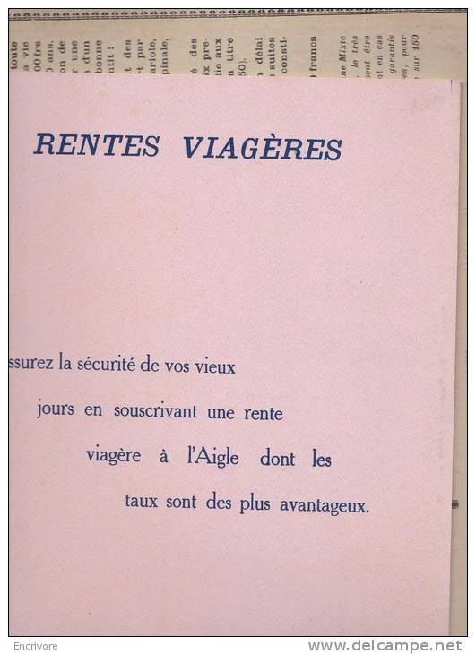 Grands Buvards Double  L AIGLE Assurance Sous Chemise Cartonnée Illustrée Calendrier Perpetuel - Bank En Verzekering