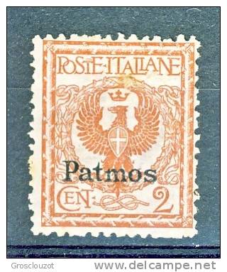 Patmos, Isole Dell'Egeo 1912 SS 66 N. 1 C. 2 Rosso Bruno MNH - Aegean (Patmo)