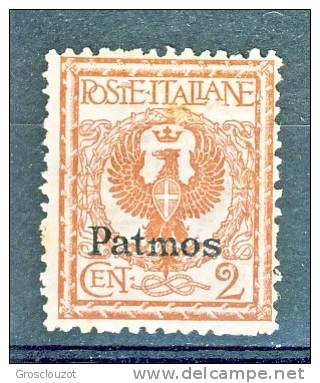 Patmos, Isole Dell'Egeo 1912 SS 66 N. 1 C. 2 Rosso Bruno MNH - Egeo (Patmo)