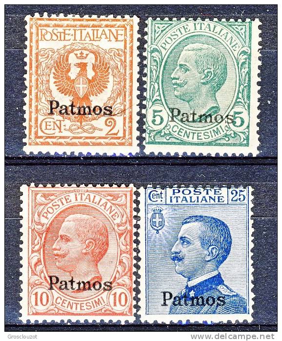 Patmos, Isole Dell'Egeo 1912 SS 66 N. 1, 2, 3, 5 MNH - Egeo (Patmo)
