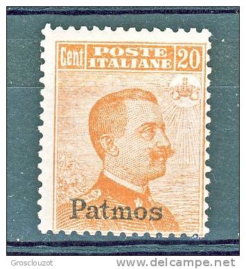 Patmos, Isole Dell'Egeo 1917 N. 9 C. 20 Arancio Senza Filigrana MH Cat. € 140 - Aegean (Patmo)