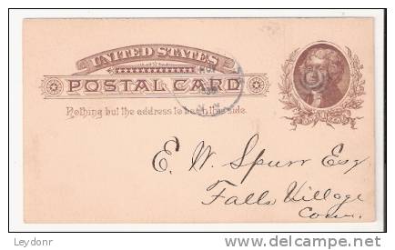 Postal Card Jefferson 1 Cent PC4 - Hartford &amp; Conn. Western R.R. Coal Shipment 1886 - ...-1900