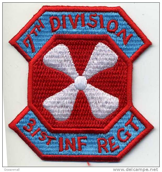 US 8TH ARMY 31ST INF REGT 7TH DIVISION PATCH - Scudetti In Tela
