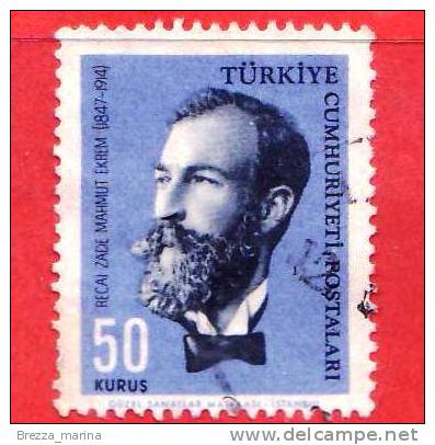 TURCHIA - USATO - 1964 - RECAI ZADE MAHMUT EKREM (1847-1914)  - 50 - Oblitérés