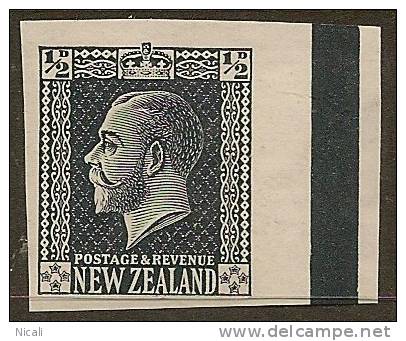 NZ 1915 Proof 1/2d Black KGV Wmk Gum UNHM YI14 - Varietà & Curiosità