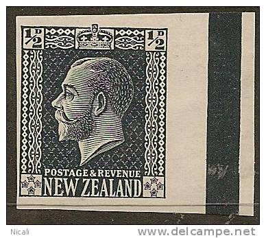 NZ 1915 Proof 1/2d Black KGV Wmk Gum UNHM YI13 - Plaatfouten En Curiosa