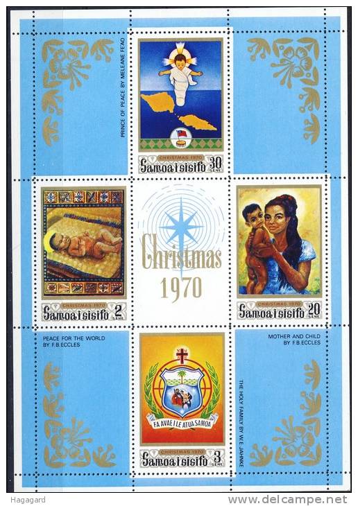 #Samoa 1970. Christmas. Paintings. Michel  Block 2. MNH(**) - Samoa (Staat)