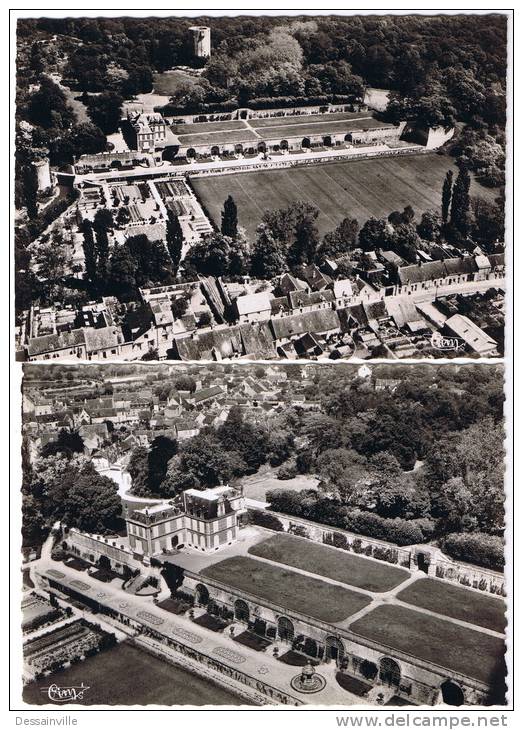 CHATILLON COLIGNY 2 CARTES VUE AERIENNE DU CHATEAU - Chatillon Coligny