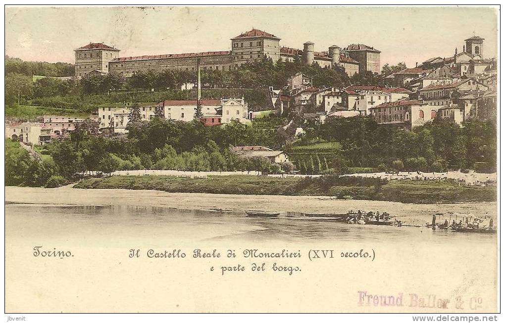 PIEMONTE - MONCALIERI  (Torino) -  Castello  Reale E Parte Del Borgo (1902) - Moncalieri