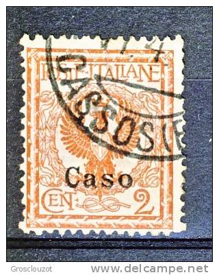 Caso, Isole Egeo 1912 N. 1 C. 2 Rosso Bruno USATO Cat. € 12 - Ägäis (Caso)