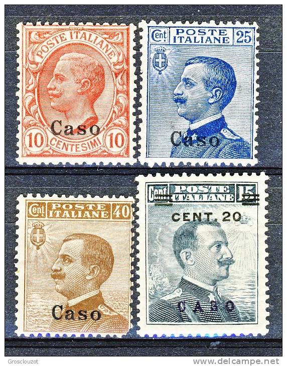 Caso, Isole Egeo 1912 N. 3, 5, 6, + 1916 C. 15 Su C. 20 Grigio Nero MNH Cat. € 27,50 - Egée (Caso)