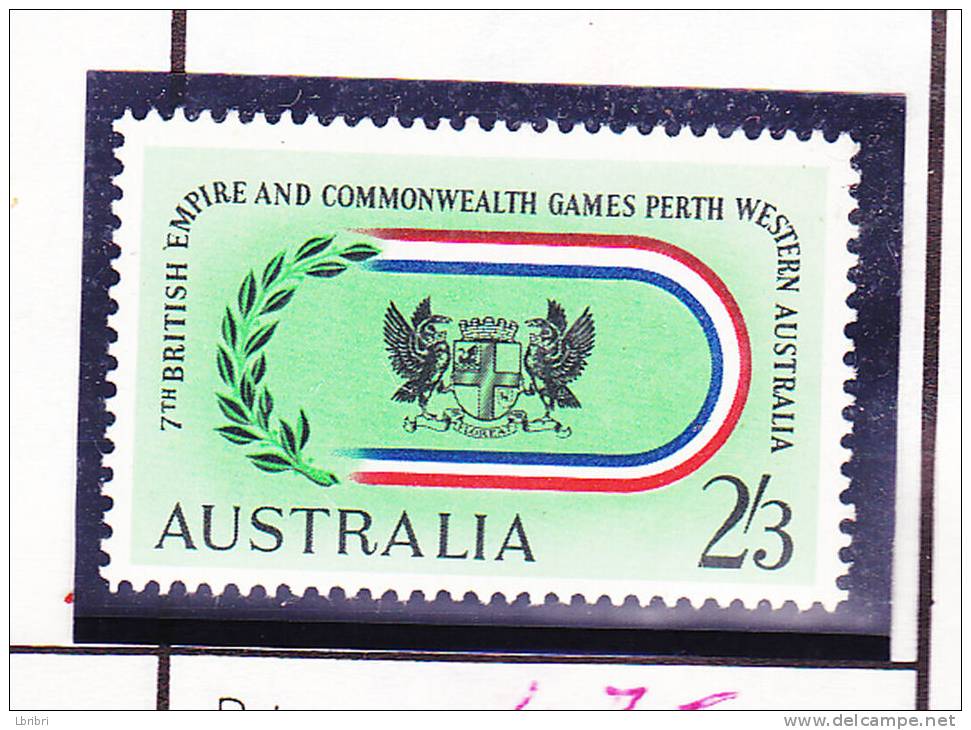 AUSTRALIE N° 283 2/3 VERT NOIR ROUGE ET BLEU 7E JEUX DE L'EMPIRE DU COMMONWEALTH A PERTH  NEUF SANS CHARNIERE - Mint Stamps