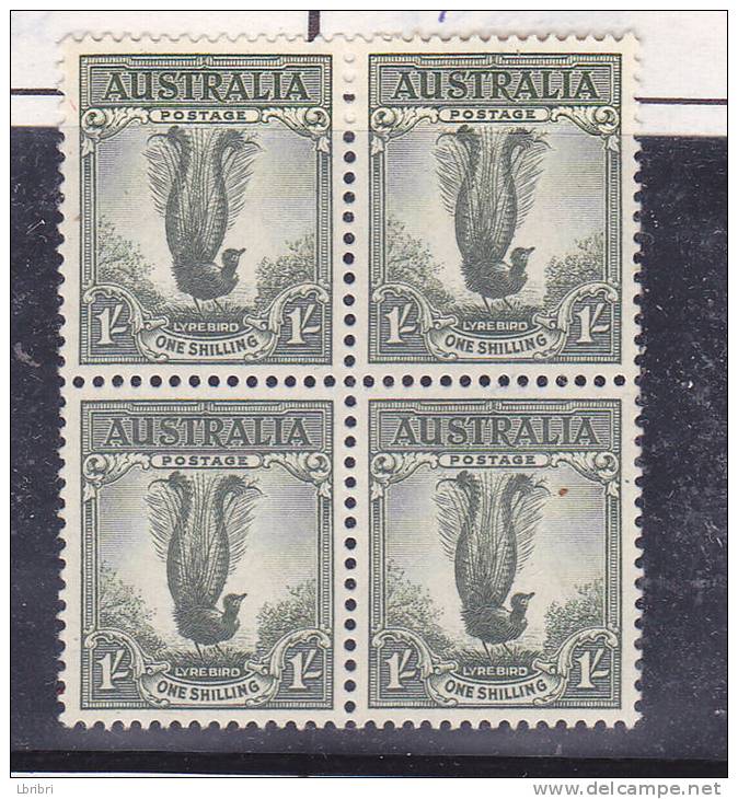 AUSTRALIE N° 228B 1S VERT GRIS OISEAU LYRE   BLOC DE 4 NEUF SANS CHARNIERE - Neufs