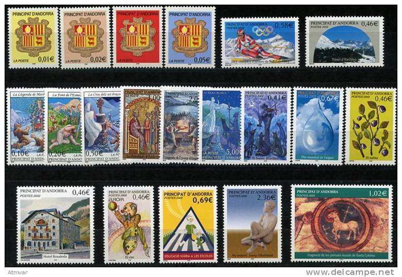 AD1192. ANDORRE / PRINCIPAT D´ANDORRA (2002) - Complete Year, Mint / Année Complet Neuf - Volledige Jaargang