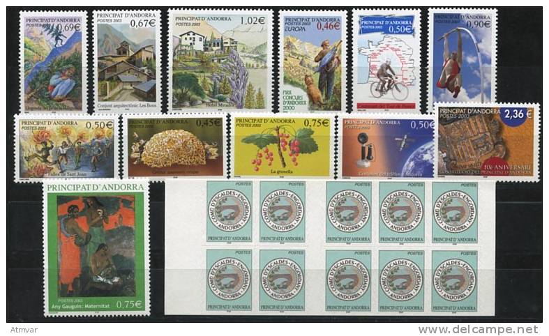 AD1194. ANDORRE / PRINCIPAT D´ANDORRA (2003) - Séries And Carnet Neufs / Mint Sets And Booklet - Neufs