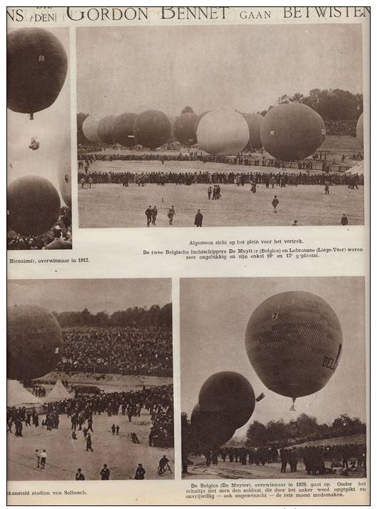 Extrait De Journal * 1921 * COUPE  GORDON BENNET POUR BALLONS (Armbruste - Demuyter - Labrousse - Bienaimé - 3 Pages - Montgolfières