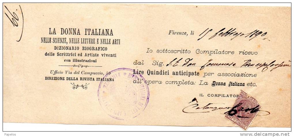 1890 LA DONNA ITALIANA NELLE SCIENZE, NELLE LETTERE E NELLE ARTI - DIZIONARIO BIOGRAFICO - Italia