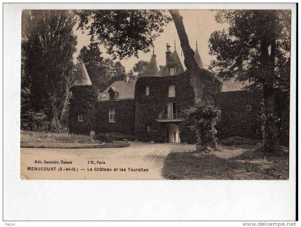 MENUCOURT - Le Château Et Les Tourelles + COUR INTERIEURE - Menucourt