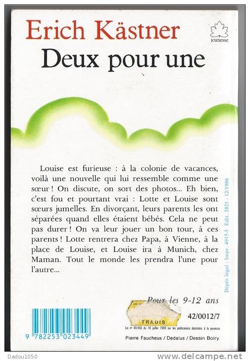 Erich Kastner,deux Pour Une - Sonstige & Ohne Zuordnung