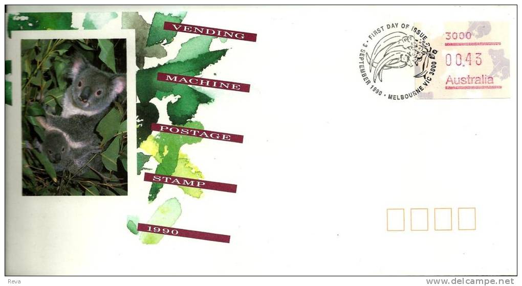 AUSTRALIA FDC KOALA ANIMAL FRAMA 1 STAMP OF $0.43 POSTCODE:3000 MELBOURNE DATED 03-09-1990 CTO SG? READ DESCRIPTION !! - Vignette [ATM]