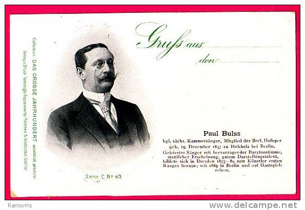 PC05907 UB Postcard: DGJ: Singer Paul Bulss - Opera