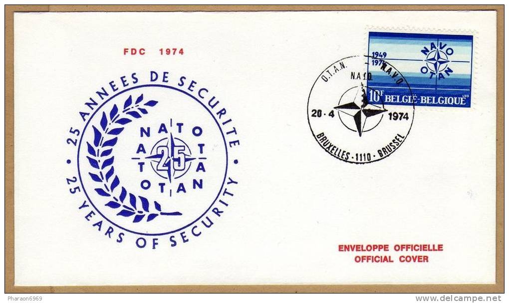 Enveloppe FDC 25 Années De Sécurité 25 Years Of Security OTAN NAVO Bruxelles - OTAN