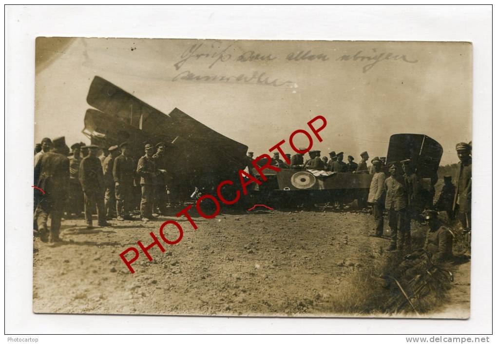 LEDEGEM-Avion Abattu-CARTE PHOTO Allemande-Guerre 14-18-1WK-BELGIEN-Flandern-FELDPOST-Res.Lazaret STERN-AVIATION-MILITAR - Ledegem