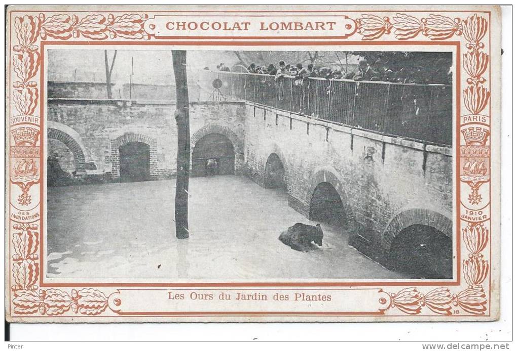 PARIS - Souvenir Des Inondations Janvier 1910 - Les Ours Du Jardin Des Plantes - Chocolat Lombart - Arrondissement: 05