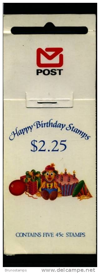 NEW ZEALAND - 1991  $ 2.25 BOOKLET  HAPPY BIRTHDAY  HANG-SELL  MINT NH - Cuadernillos