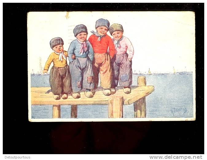 Karl FEIERTAG Illustration Enfants Hollandais Amsterdam Children Dutch Boys 1920 - Feiertag, Karl