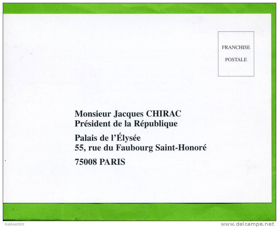 CARTE PETITION POUR JACQUES CHIRAC PRESIDENT DE LA REPUBLIQUE QUOTIENT FAMILIAL PRESTATIONS ALLOCATIONS FAMILIALES - Political Parties & Elections