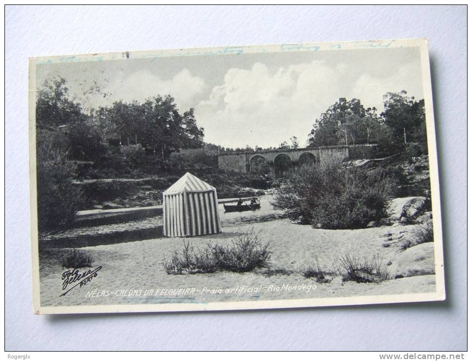 T194) PORTUGAL NELAS  CALDAS DA FELGUEIRA PRAIA ARTIFICIAL RIO MONDEGO FOTO BELEZA 1939 ED JUNTA DE TURISMO - Viseu