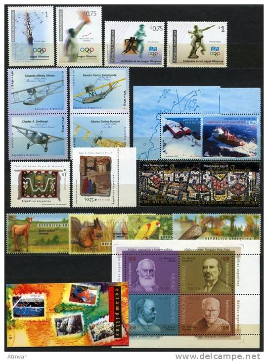 1219. ARGENTINA / ARGENTINE (1996) - Mint Sets, Sheets / Séries, Feuillets - Neufs - Neufs