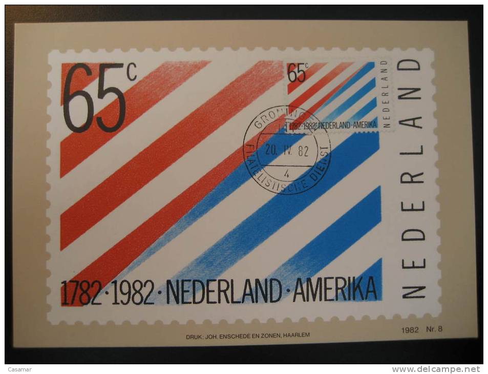 Groningen 1982 Netherlands Holland USA Flag Flags Maxi Maximum Card - Buste