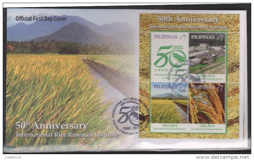 O) 2010 PHILIPPINES, 50TH ANNIVERSARY INTERNATIONAL RICE RESEARCH INSTITUTE, FACTORY -PLANTING, FDC - Philippinen