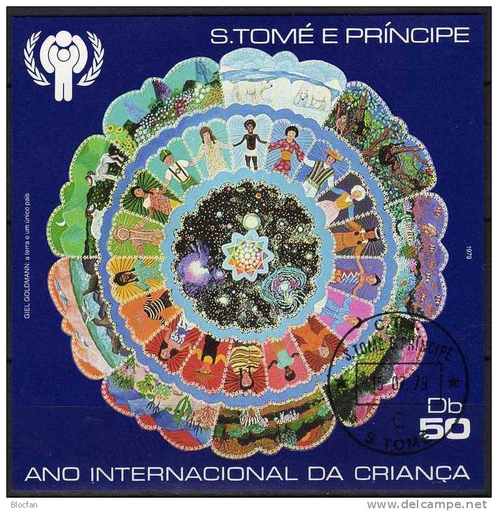 Jahr Des Kindes 1979 Thomas/Prinzeninsel Block 34 O 35€ UNO Die Erde Ist Ein Einzig Land Children Bloc Sheet Of Sao Tome - Dance