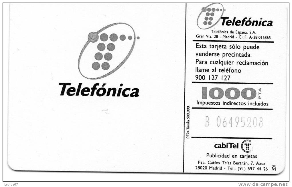 CARTE TELEFONICA	1000 PTAS	Juil-94 - Telefonica
