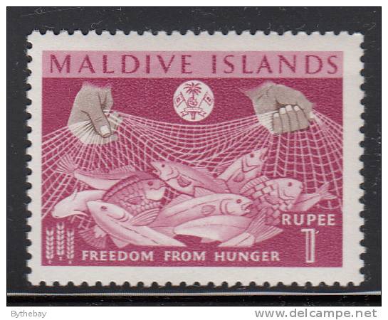 Maldives MH Scott #123 1r Fish In Net - Freedom From Hunger Campaign - Maldives (...-1965)