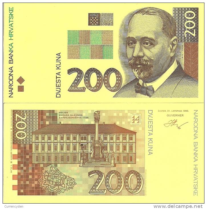 Croatia P33, 200 Kuna,, 1993, Color Trial - 2 Piece - Croatia