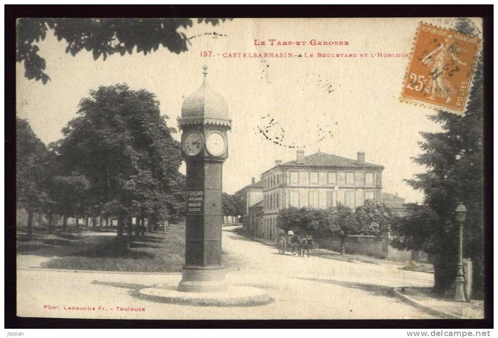 Cpa Du  82  Castelsarrasin Le Boulevard Et L' Horloge     ...  Castelsarrazin    PUO13 - Castelsarrasin