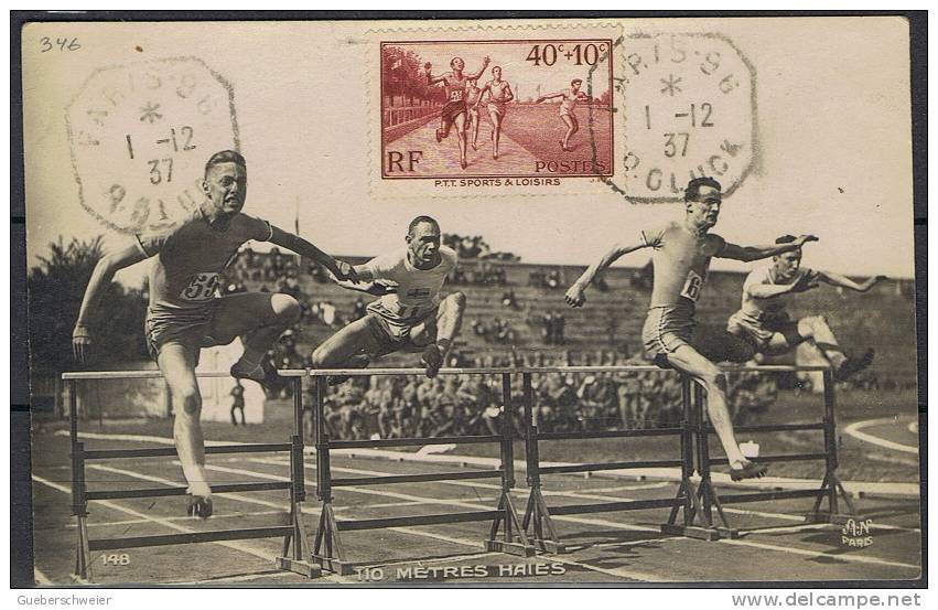 ATH - L - FRANCE Belle Carte Maximum Du N° 346 Athlétisme 110 Mètres Haies - 1930-1939
