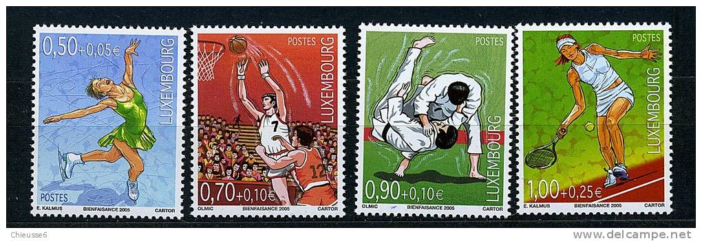Luxembourg ** N° 1644 à 1647 - Sports : Patinage, Basket, Judo, Tennis - Neufs